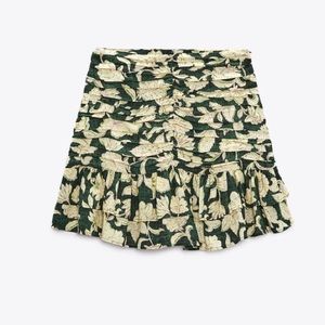 Zara FLORAL PRINT LINEN BLEND MINI SKIRT